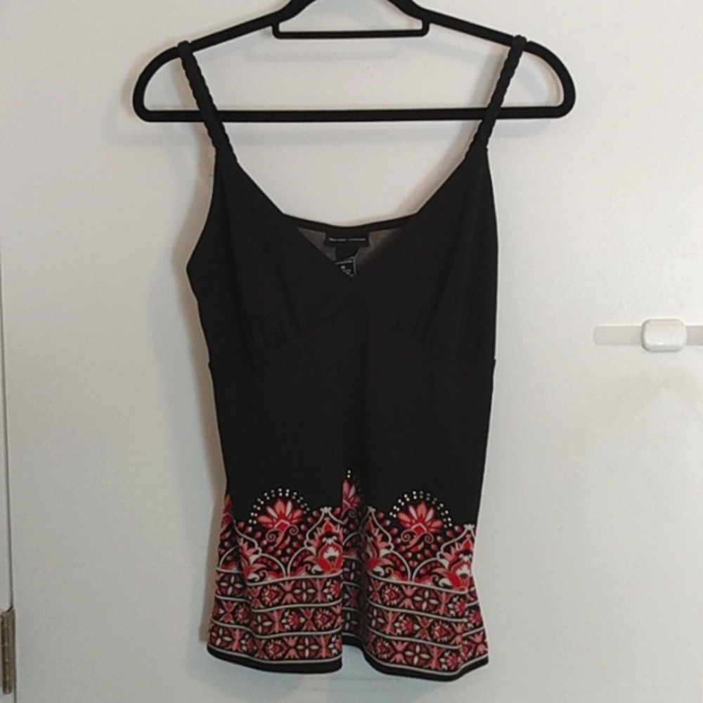 New York and Company Embellished Patterned Braided Strap Tank Women's Size M